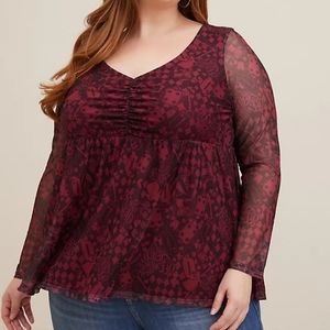 Torrid Disney Villains Queen of Hearts Mesh Sleeve Top